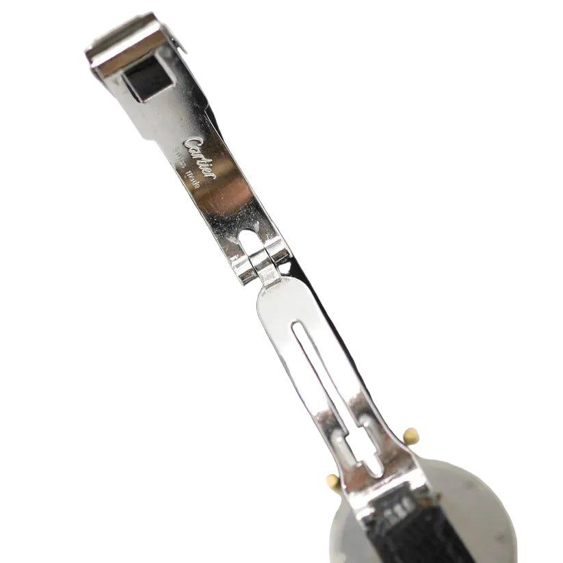 Montre CARTIER "Santos Vendôme Lady" en or jaune, acier et cuir - Castafiore