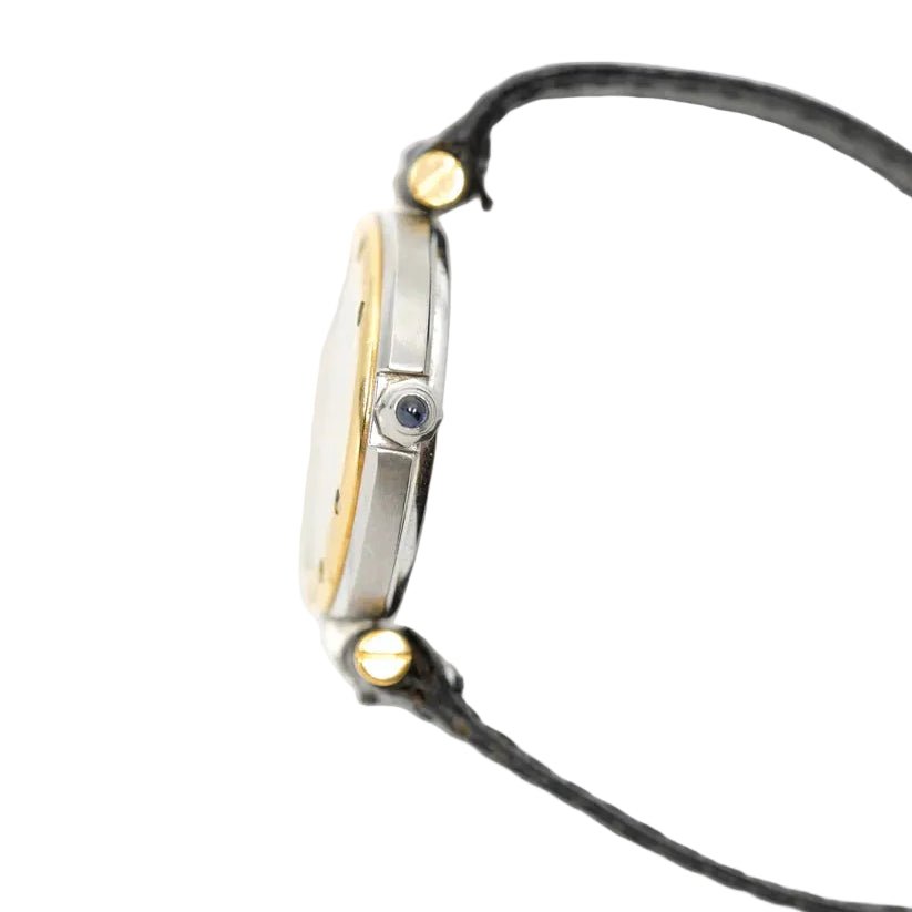 Montre CARTIER "Santos Vendôme Lady" en or jaune, acier et cuir - Castafiore