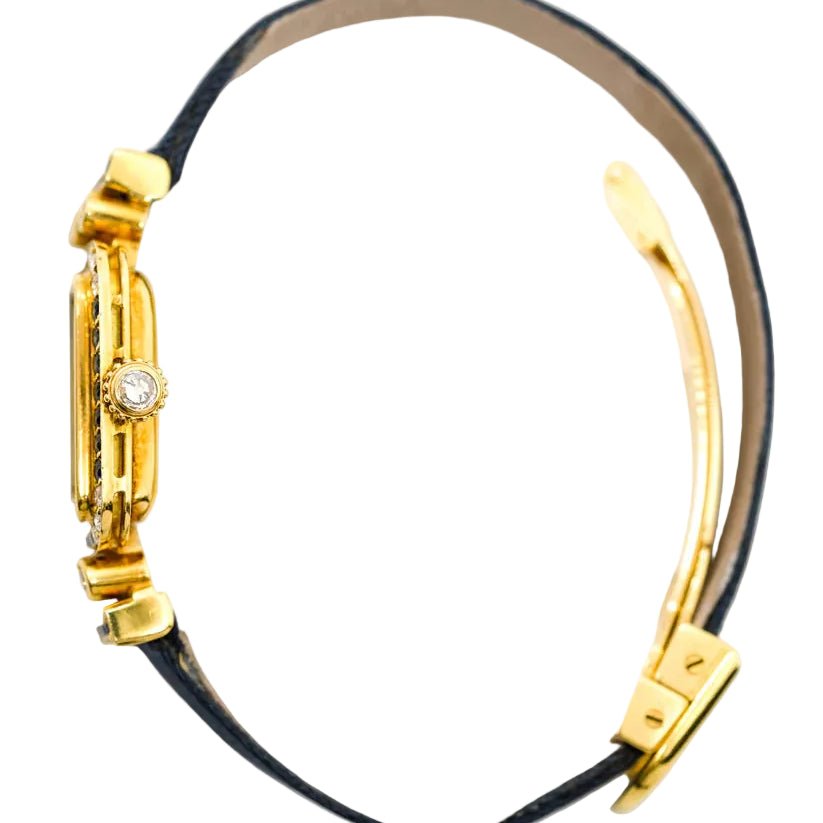 Montre CARTIER "Sonate" en or jaune, saphirs et diamants - Castafiore