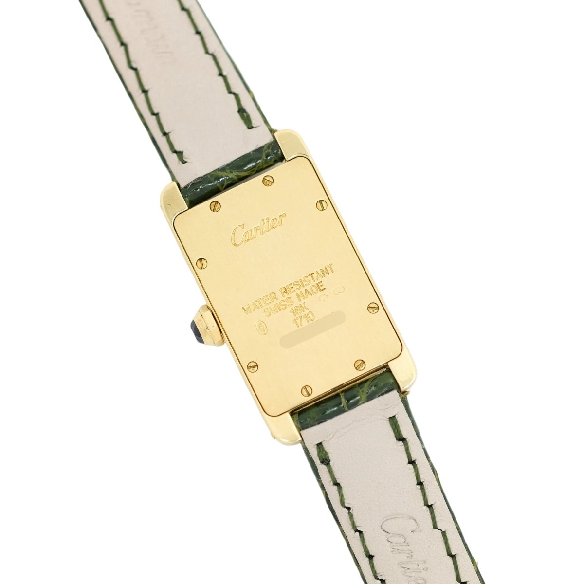 Montre CARTIER "Tank Américaine Lady" en or jaune, cuir et saphir - Castafiore