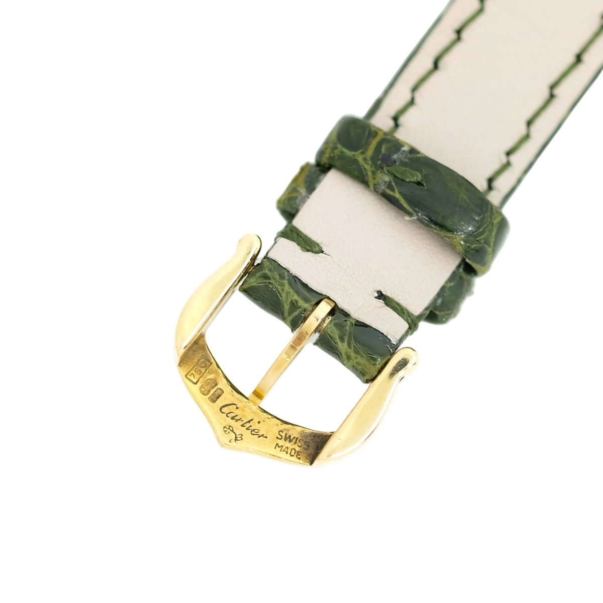 Montre CARTIER "Tank Américaine Lady" en or jaune, cuir et saphir - Castafiore