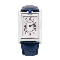 Montre CARTIER "Tank Basculante" en acier, argent et cuir - Castafiore