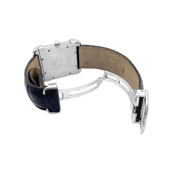 Montre CARTIER "Tank Chinoise" en or blanc, platine, cuir, acier et diamants - Castafiore