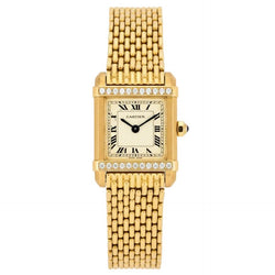 Montre CARTIER "Tank Chinoise" en or jaune, acier et diamants - Castafiore