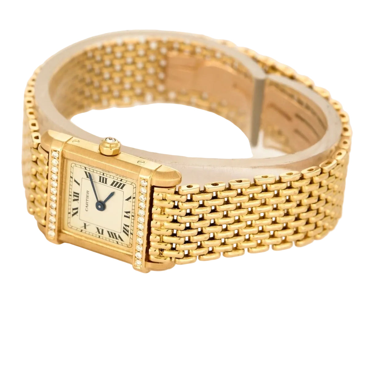 Montre CARTIER "Tank Chinoise" en or jaune, acier et diamants - Castafiore