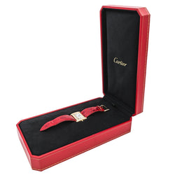 Montre CARTIER "Tank Divan" en or jaune, cuir et diamants - Castafiore