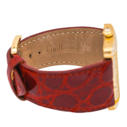 Montre CARTIER "Tank Divan" en or jaune, cuir et diamants - Castafiore