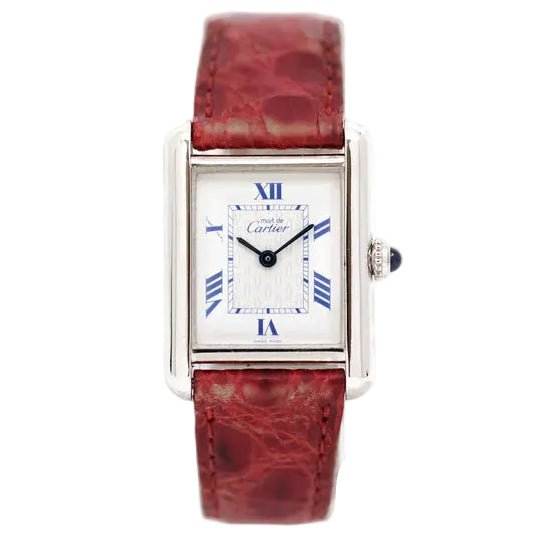 Montre CARTIER "Tank" en argent et cuir - Castafiore
