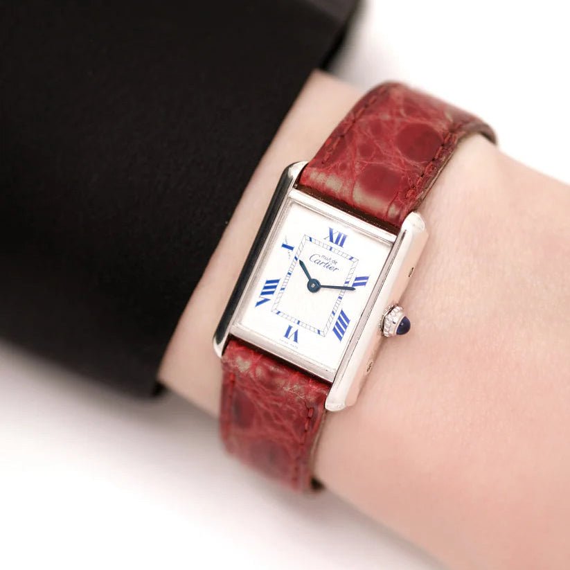 Montre CARTIER "Tank" en argent et cuir - Castafiore