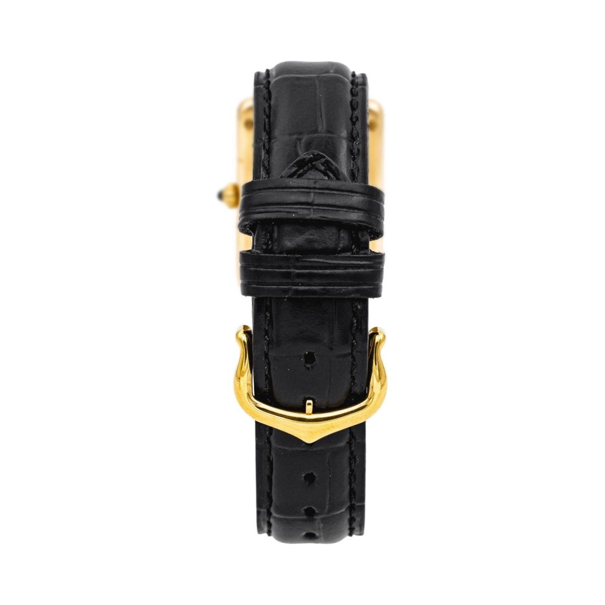 Montre CARTIER "Tank" en or jaune, cuir et saphir - Castafiore