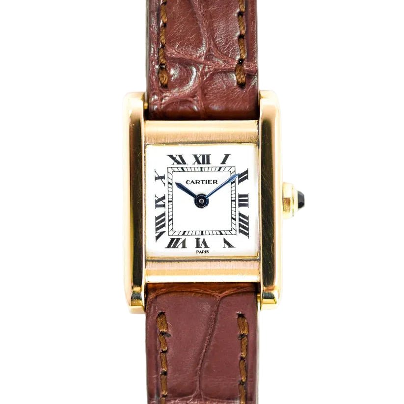 Montre CARTIER "Tank" en or jaune et cuir - Castafiore