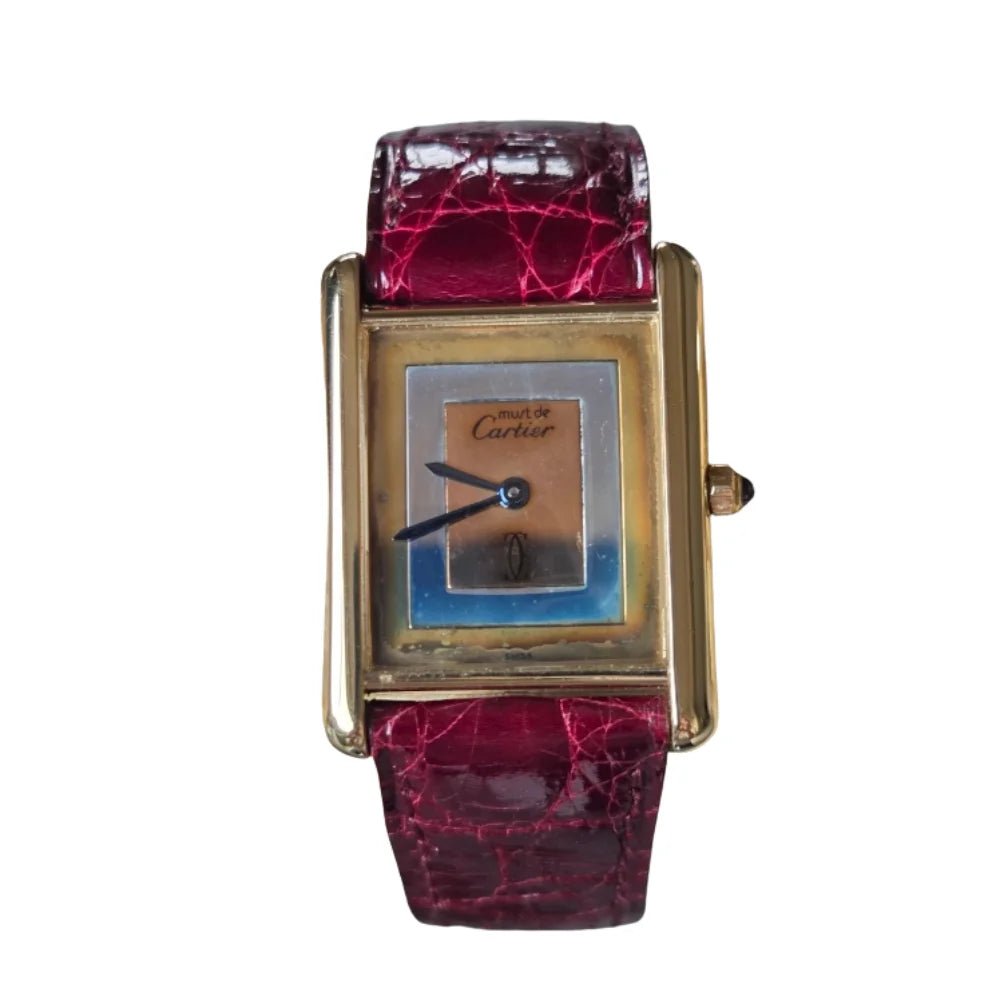 Montre CARTIER "Tank" en vermeil et cuir - Castafiore