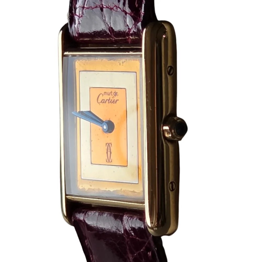 Montre CARTIER "Tank" en vermeil et cuir - Castafiore