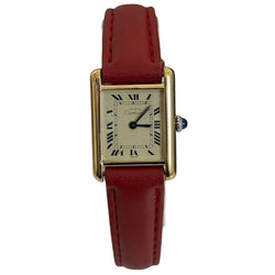 Montre CARTIER "Tank" en vermeil et cuir - Castafiore