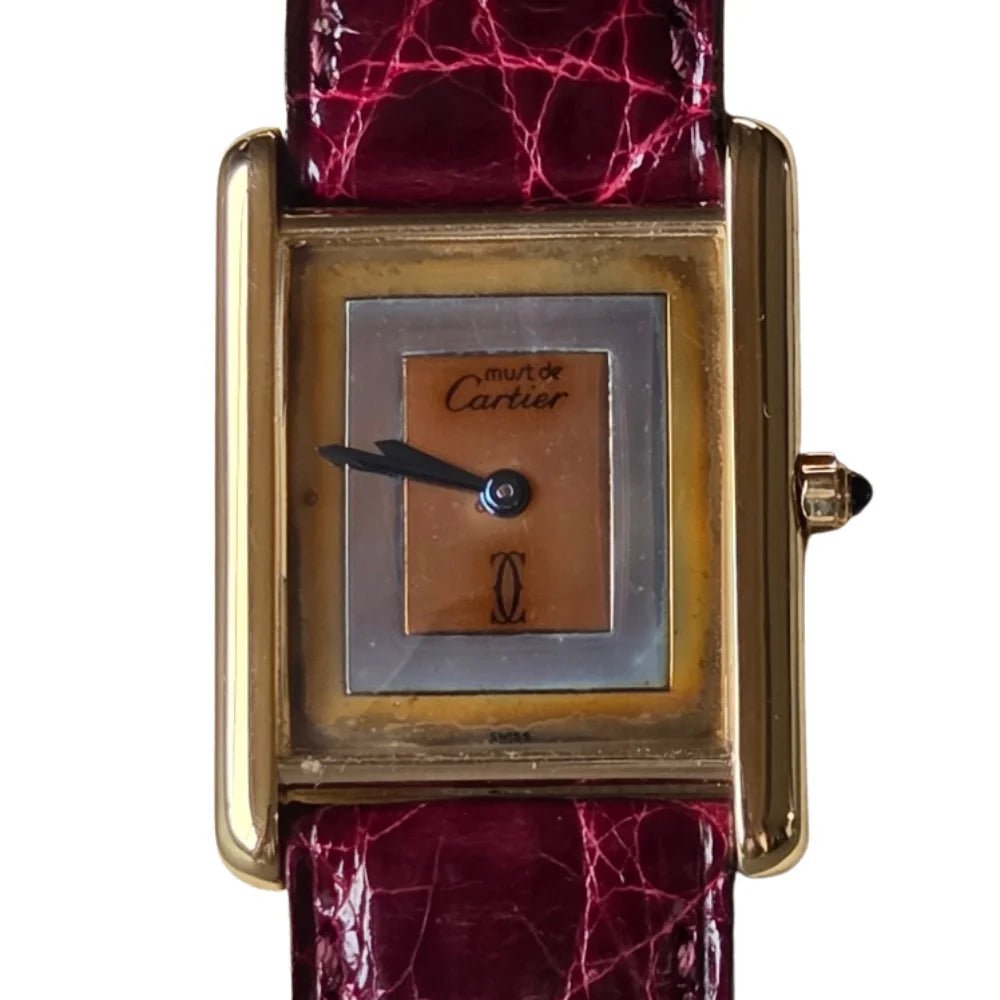 Montre CARTIER "Tank" en vermeil et cuir - Castafiore