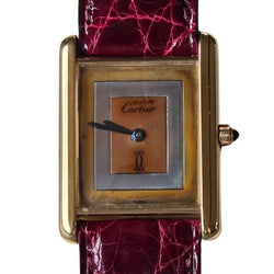 Montre CARTIER "Tank" en vermeil et cuir - Castafiore