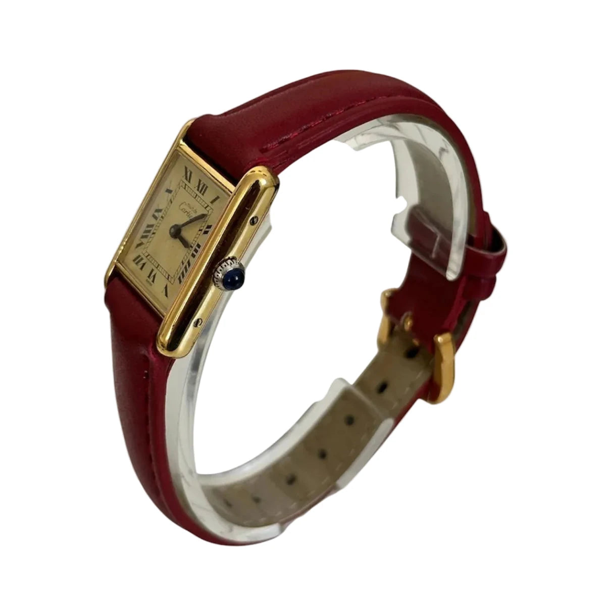 Montre CARTIER "Tank" en vermeil et cuir - Castafiore
