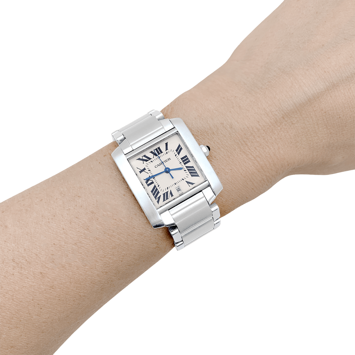 Montre CARTIER "Tank Française" en acier et argent - Castafiore