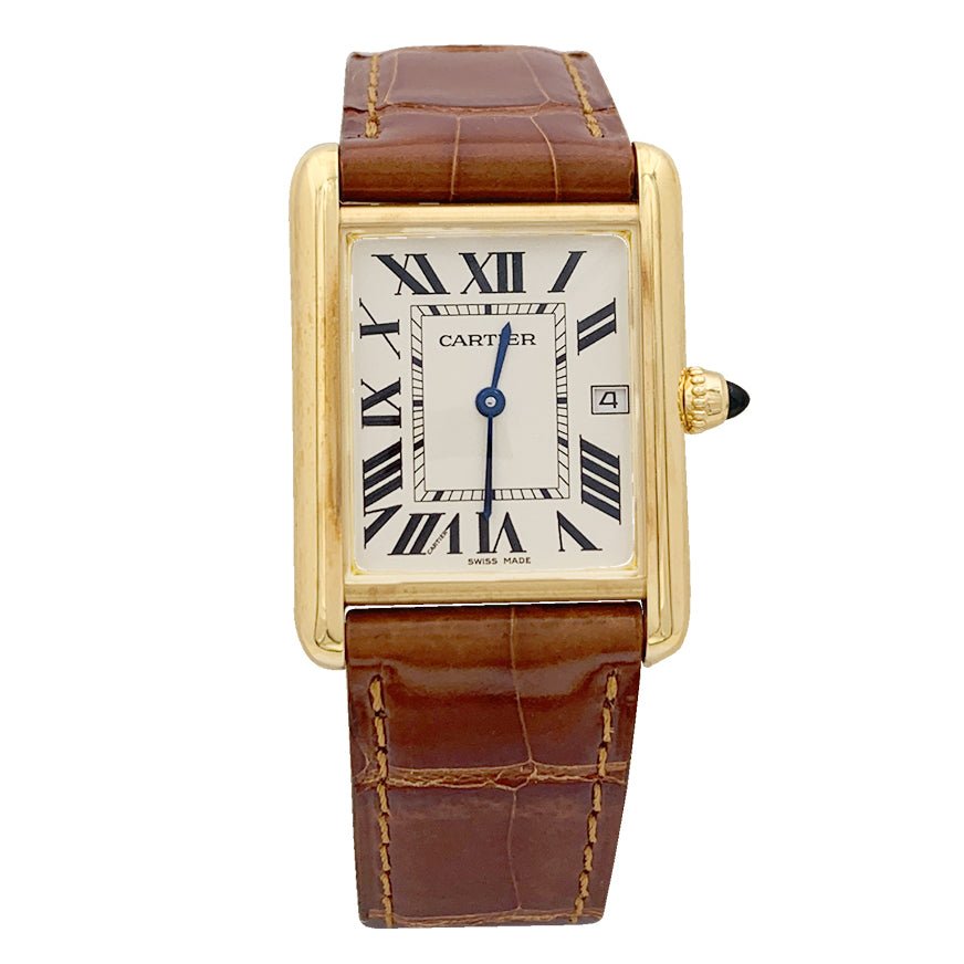 Montre CARTIER "Tank Louis Cartier" en or jaune et cuir - Castafiore