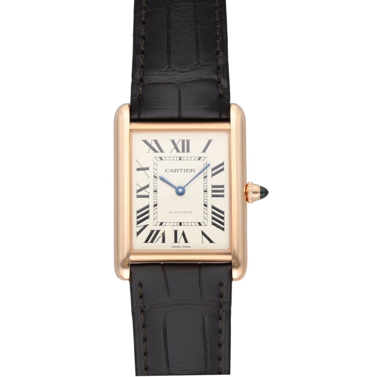 Montre CARTIER "Tank Louis Cartier" GM en or rose et cuir - Castafiore