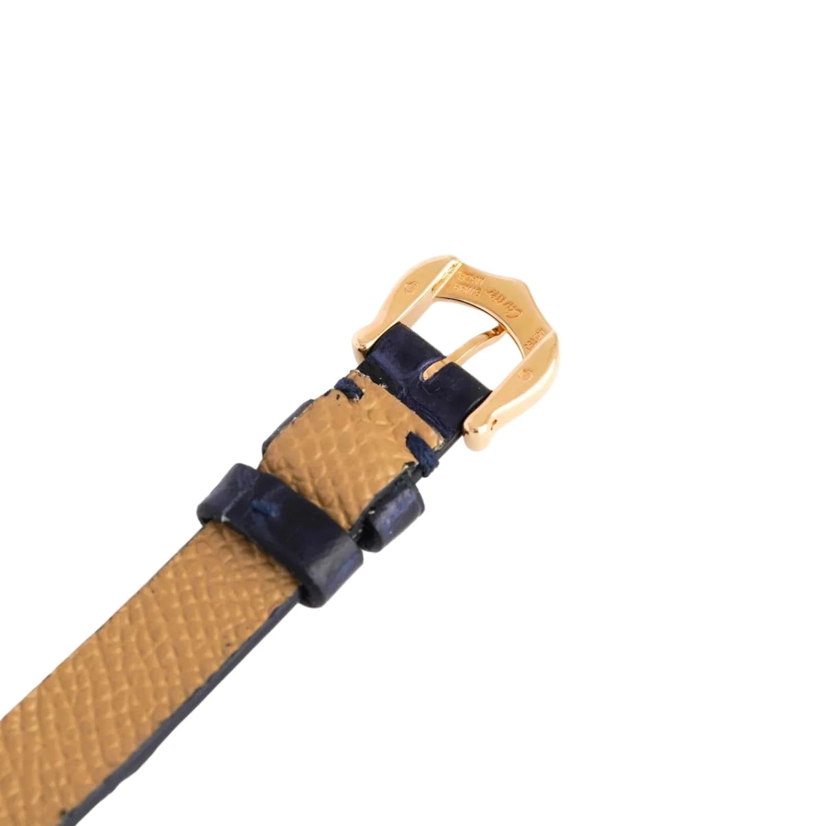Montre CARTIER "Tank Louis Cartier Mini" en or jaune, acier et cuir - Castafiore