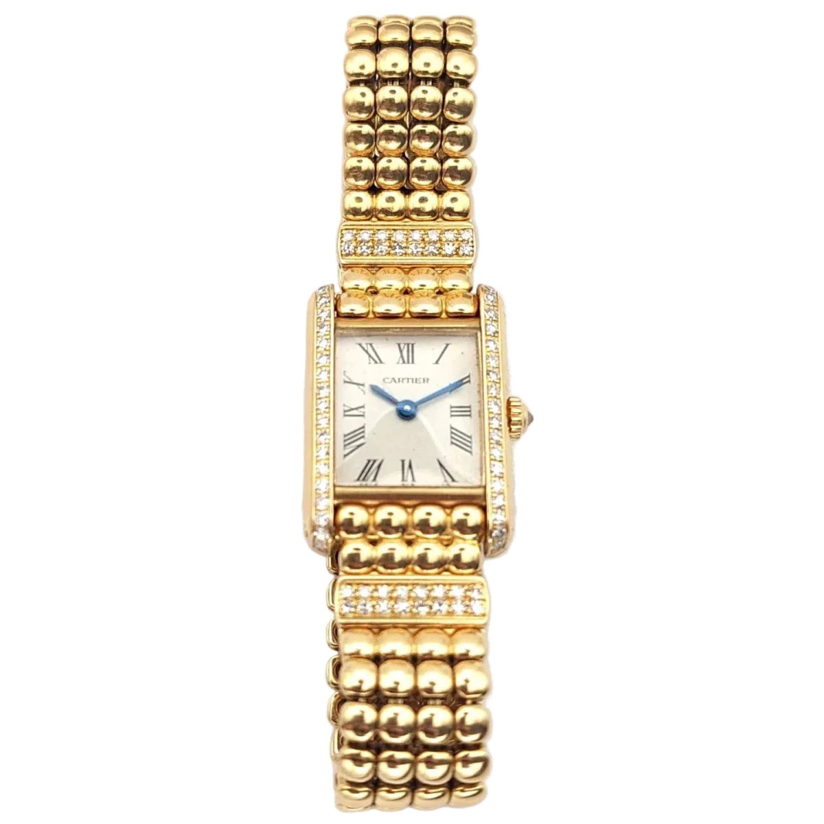 Montre CARTIER "Tank Louis Cartier Mini" en or jaune et diamants - Castafiore