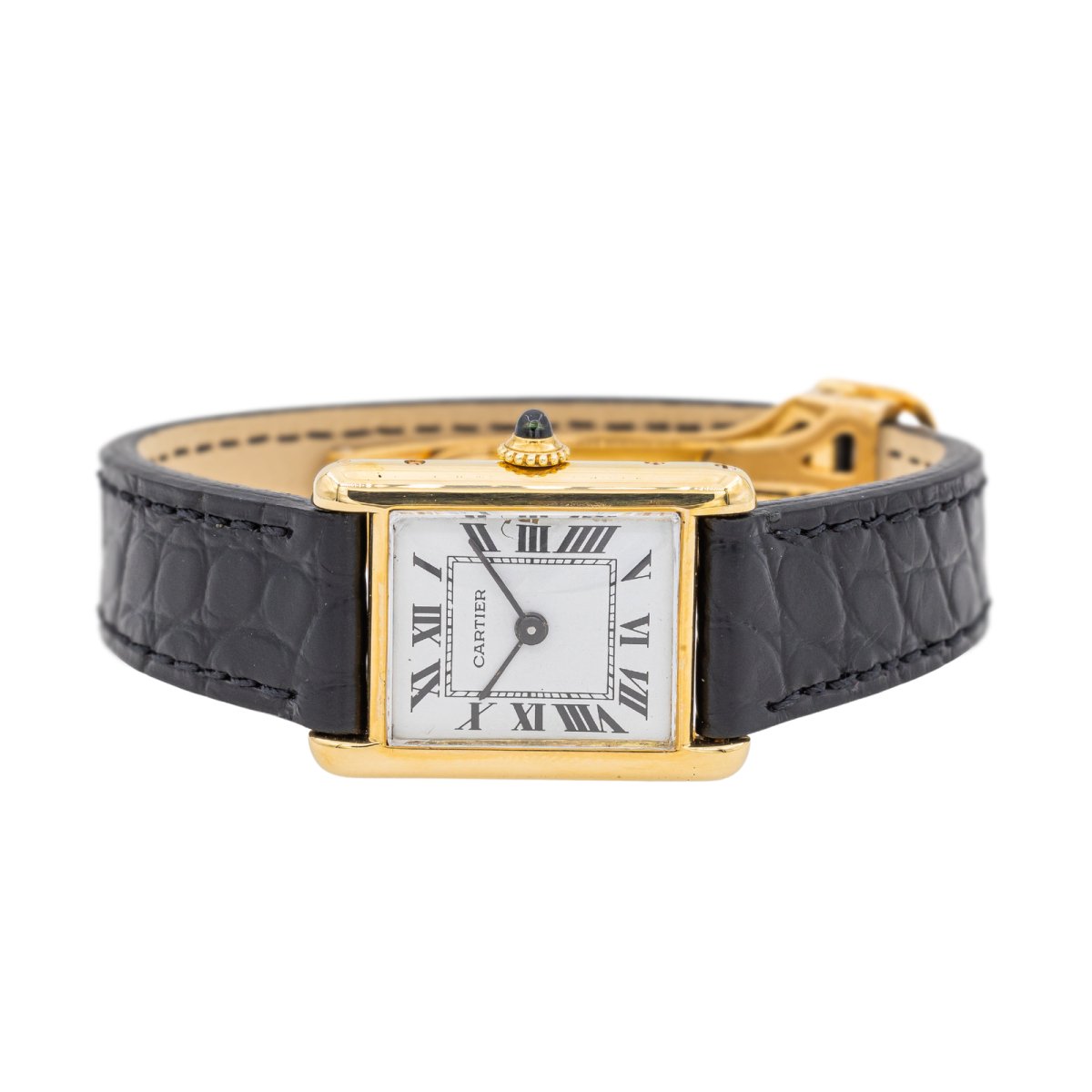Montre CARTIER "Tank Louis cartier PM" en or jaune et cuir - Castafiore