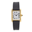 Montre CARTIER "Tank Louis cartier PM" en or jaune et cuir - Castafiore