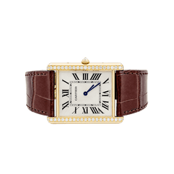 Montre CARTIER "Tank Louis Cartier" XL en or rose, acier et diamants - Castafiore