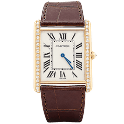 Montre CARTIER "Tank Louis Cartier" XL en or rose, acier et diamants - Castafiore