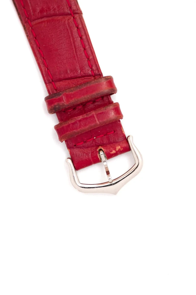 Montre CARTIER "Tank Louis" en or blanc, saphir et cuir - Castafiore