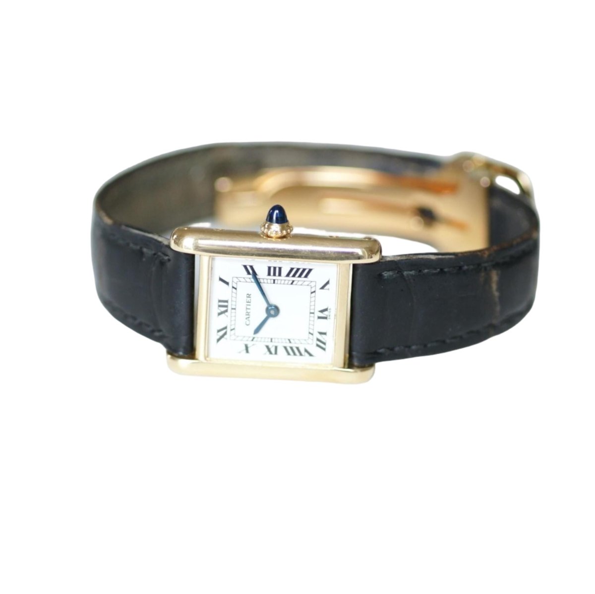 Montre CARTIER "Tank Louis" en or jaune et cuir - Castafiore