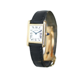 Montre CARTIER "Tank Louis" en or jaune et cuir - Castafiore