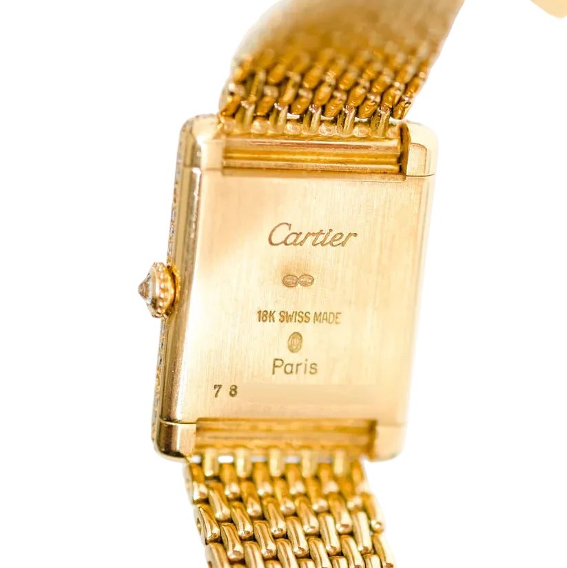 Montre CARTIER "Tank Louis" en or jaune et diamants - Castafiore