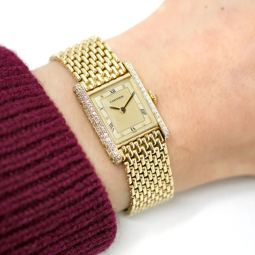 Montre CARTIER "Tank Louis" en or jaune et diamants - Castafiore