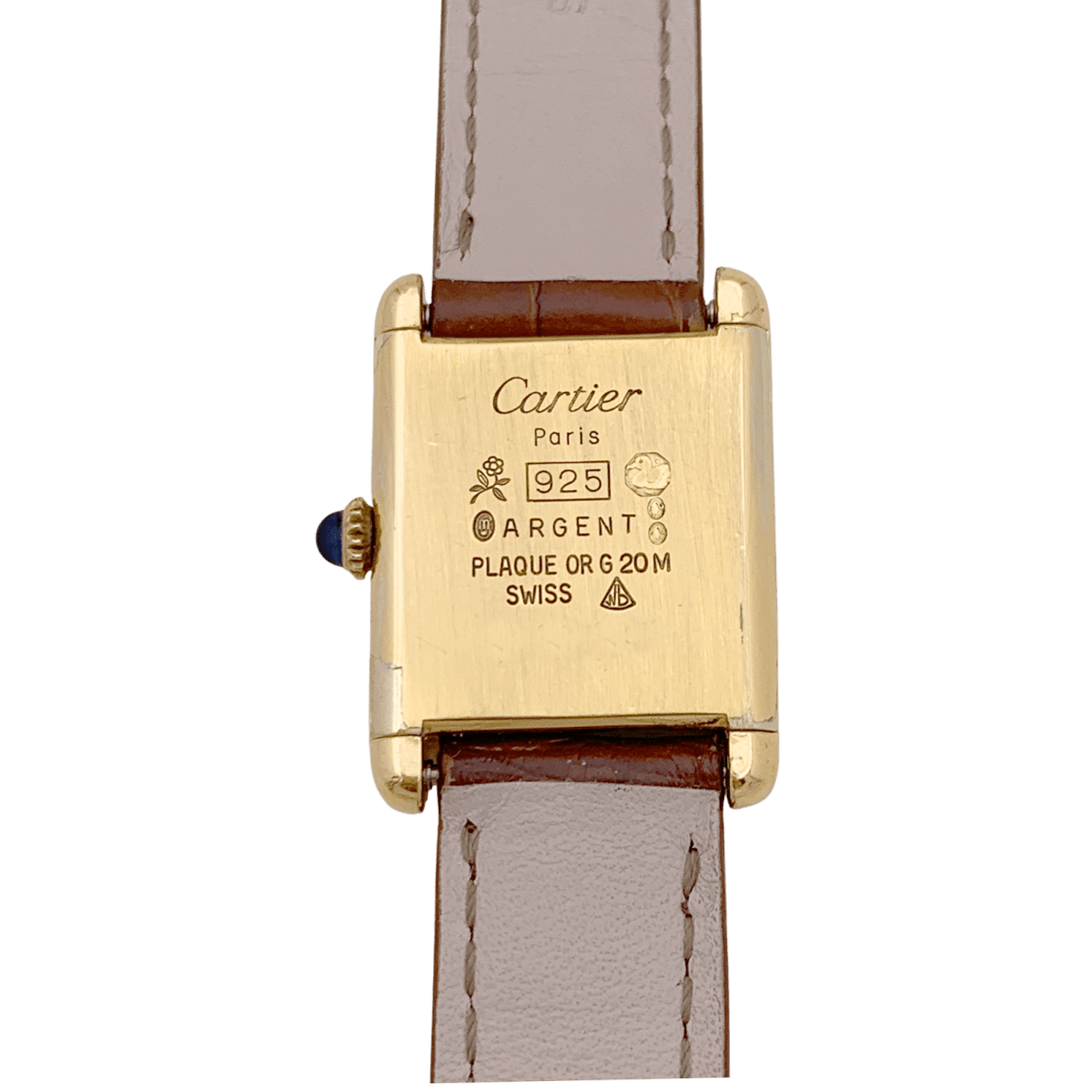 Montre Cartier "Tank Must" argent plaqué or, cuir. - Castafiore