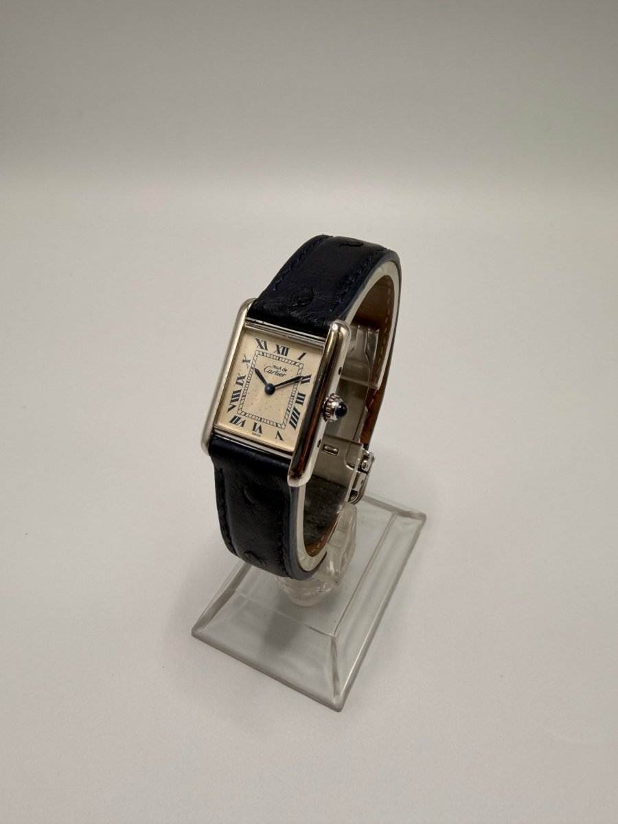 Montre CARTIER "Tank Must de Tank" en argent et cuir - Castafiore