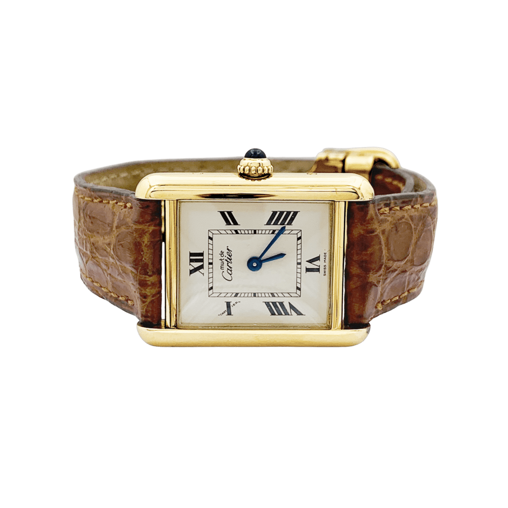Montre CARTIER "Tank Must" en argent, acier et cuir - Castafiore
