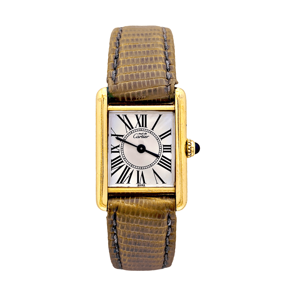 Montre CARTIER "Tank Must" en argent, acier et cuir - Castafiore