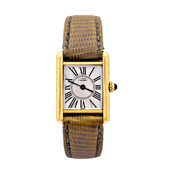 Montre CARTIER "Tank Must" en argent, acier et cuir - Castafiore