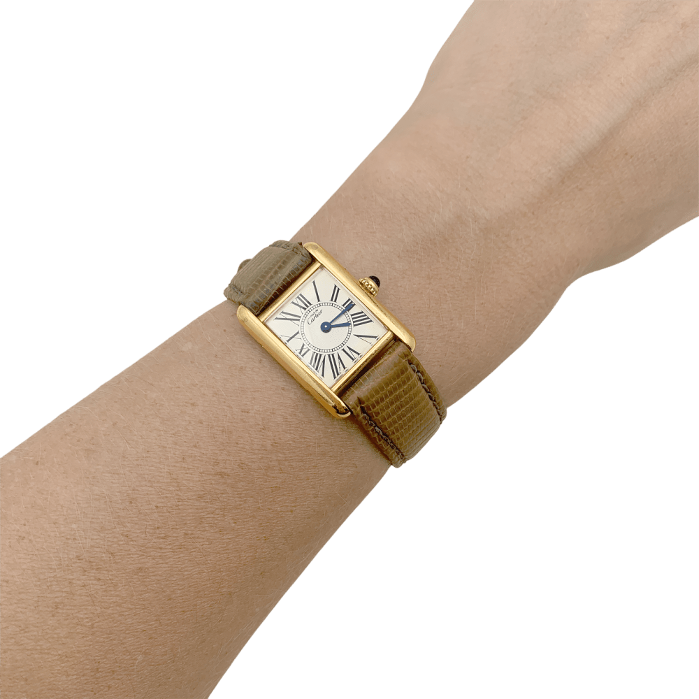 Montre CARTIER "Tank Must" en argent, acier et cuir - Castafiore