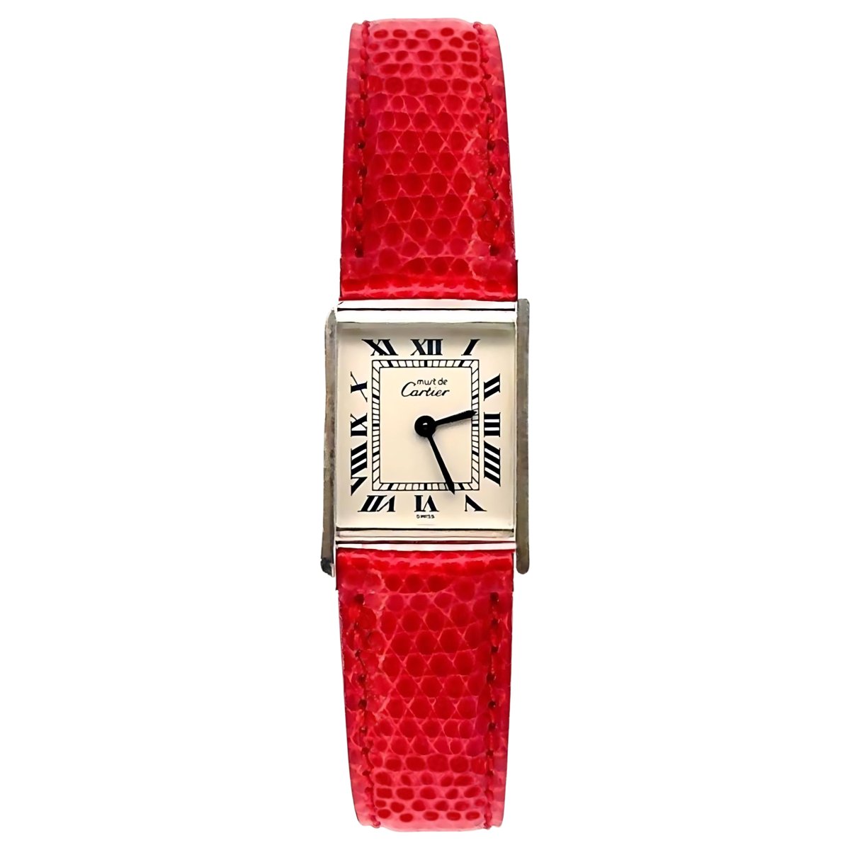 Montre CARTIER "Tank Must" en argent et cuir - Castafiore