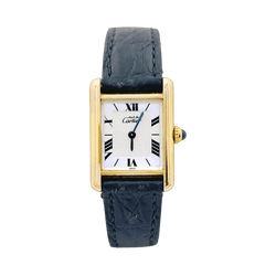 Montre Cartier Tank Must en argent plaqué or - Castafiore