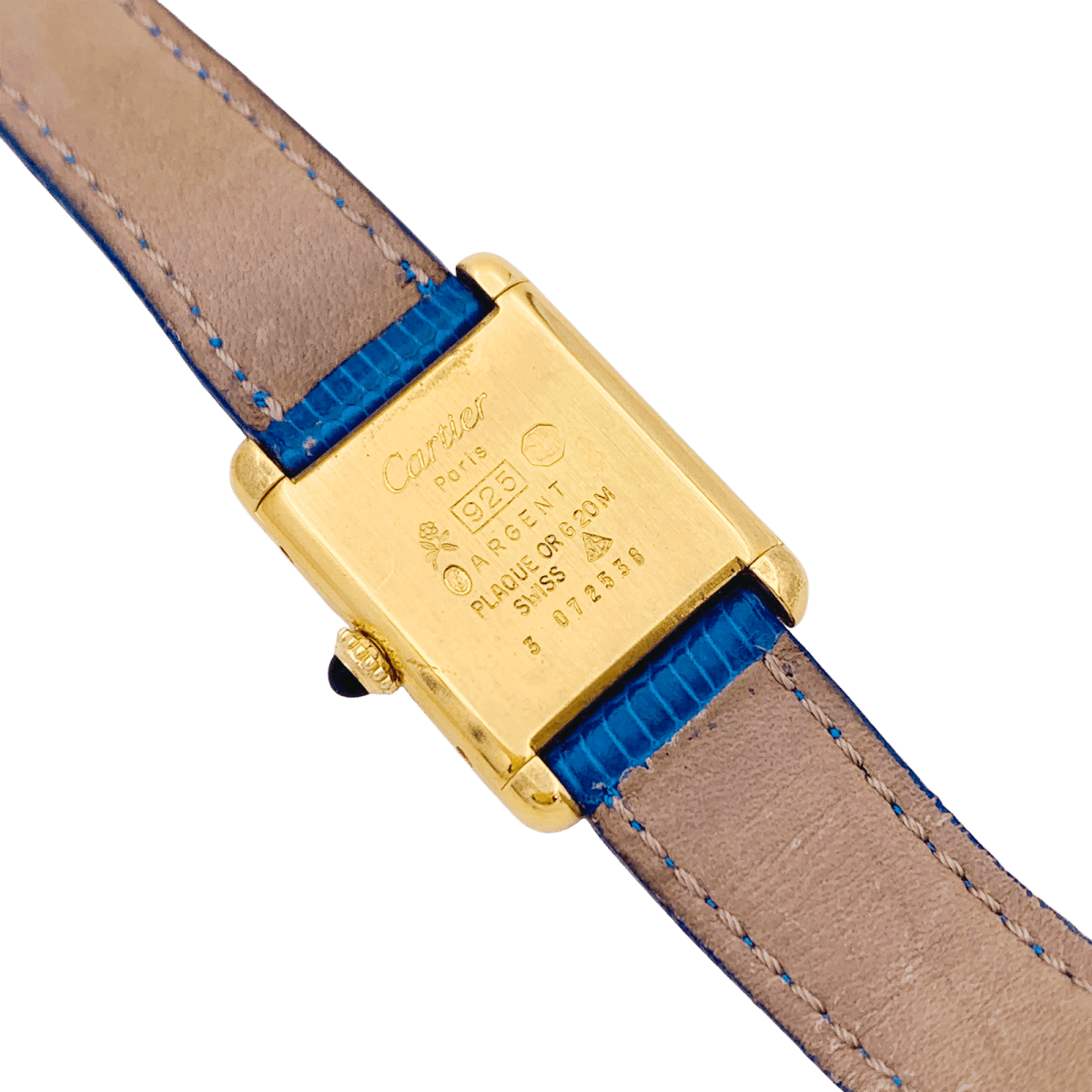 Montre CARTIER "Tank Must" en argent plaqué or et cuir - Castafiore