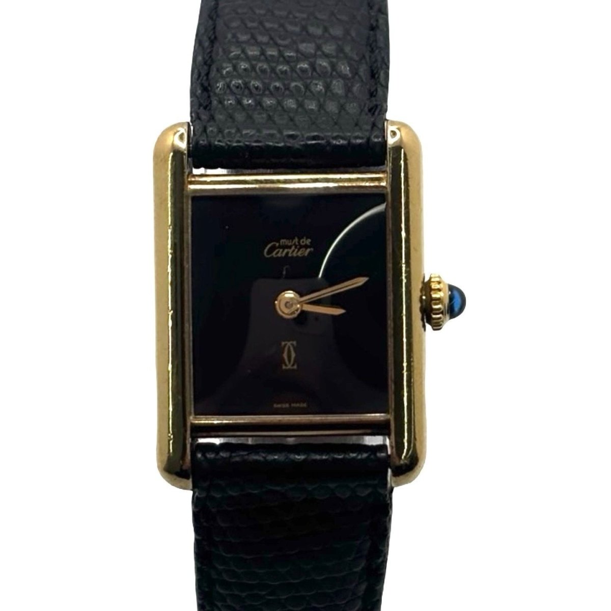 Montre CARTIER "Tank Must" en argent, vermeil, acier, cuir et quartz - Castafiore