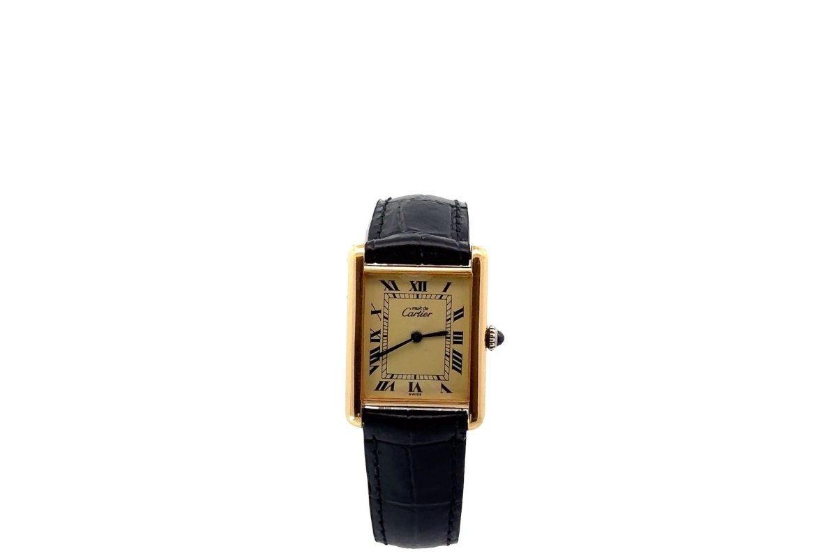 Montre CARTIER "Tank Must" en vermeil et cuir - Castafiore