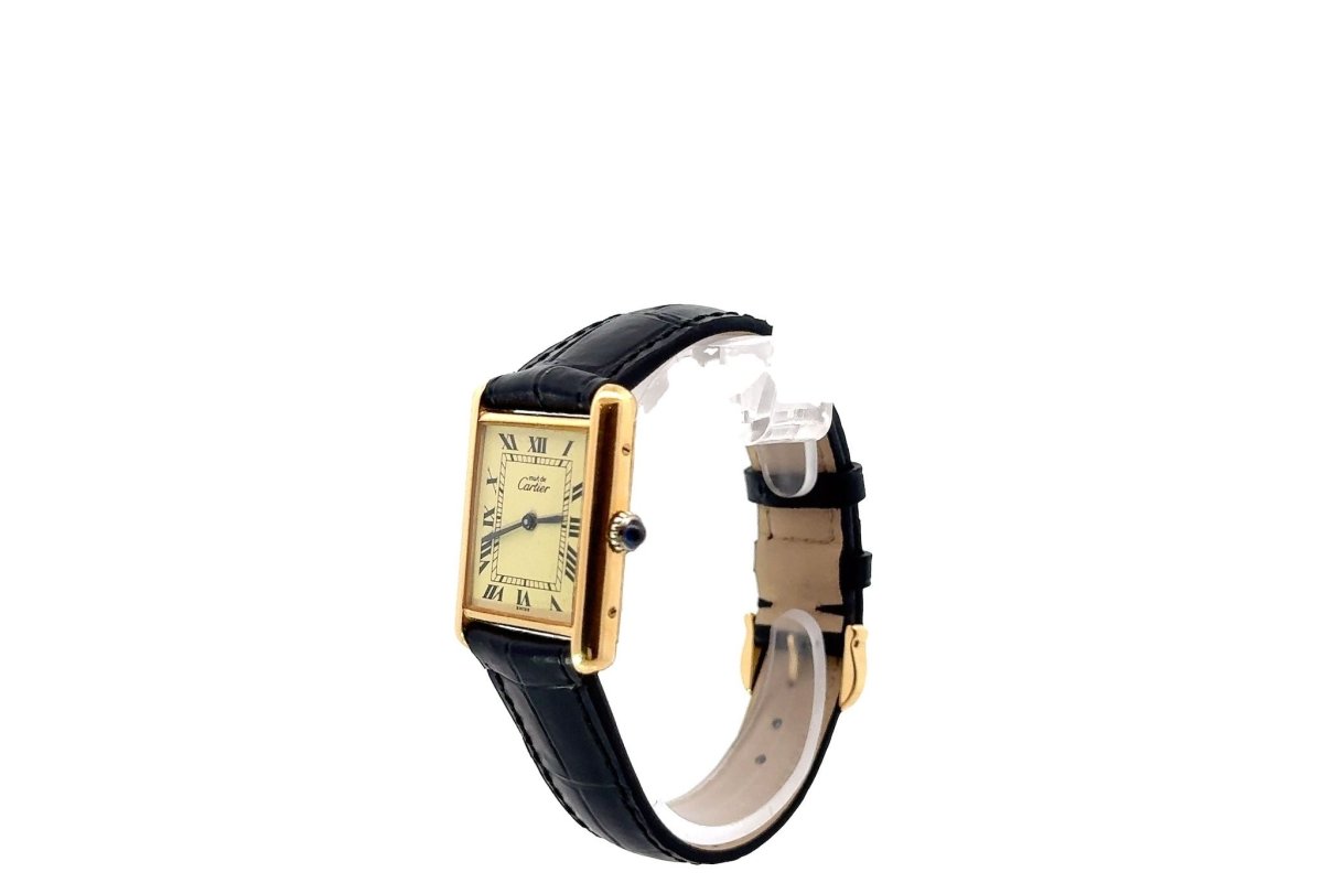 Montre CARTIER "Tank Must" en vermeil et cuir - Castafiore