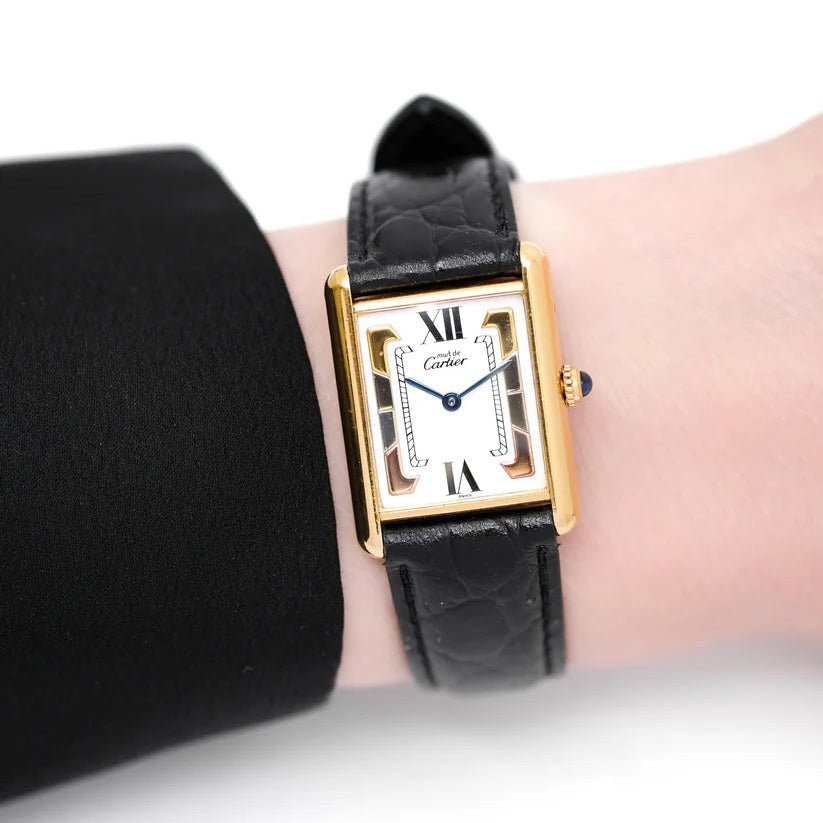 Montre CARTIER "Tank Must Trinity" en vermeil et cuir - Castafiore