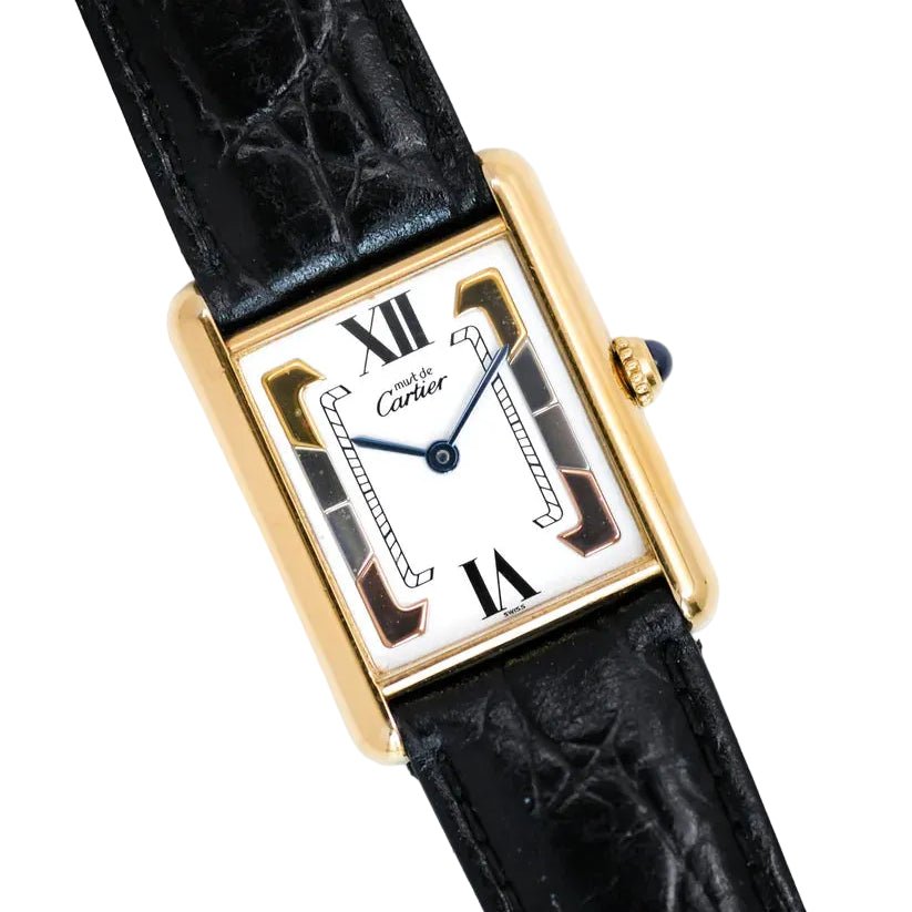 Montre CARTIER "Tank Must Trinity" en vermeil et cuir - Castafiore