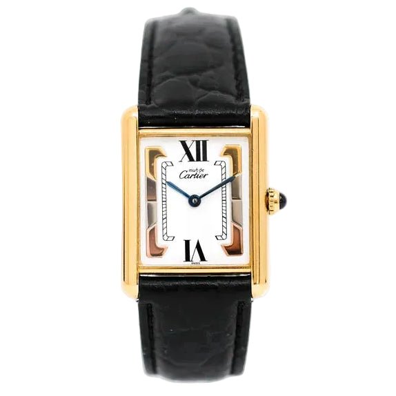 Montre CARTIER "Tank Must Trinity" en vermeil et cuir - Castafiore